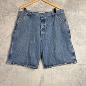 Wrangler Mens Vintage Carpenter Denim Shorts Light Wash Size 38 Utility Casual